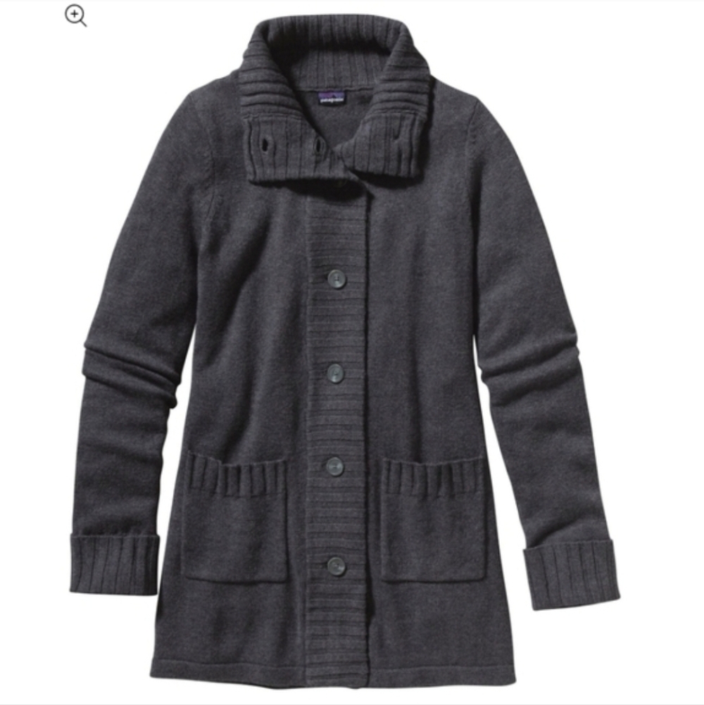 Patagonia Lambswool Gray Cardigan Sweater Coat Size Small